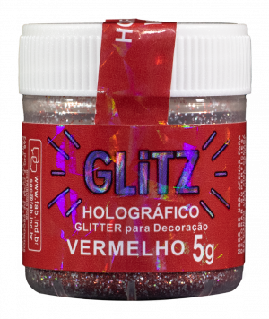 Glitter para Decoração Vermelho Holográfico Glitz 5gr