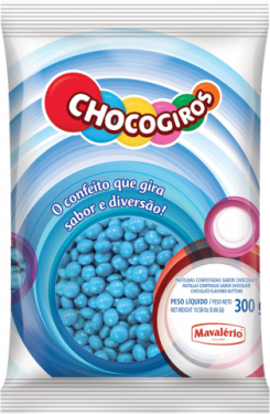Mini Pastilha Confeitada Sabor Chocolate Azul Chocogiros 300gr