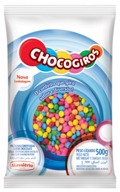 Mini Pastilha Confeitada Sabor Chocolate Chocogiros 500gr
